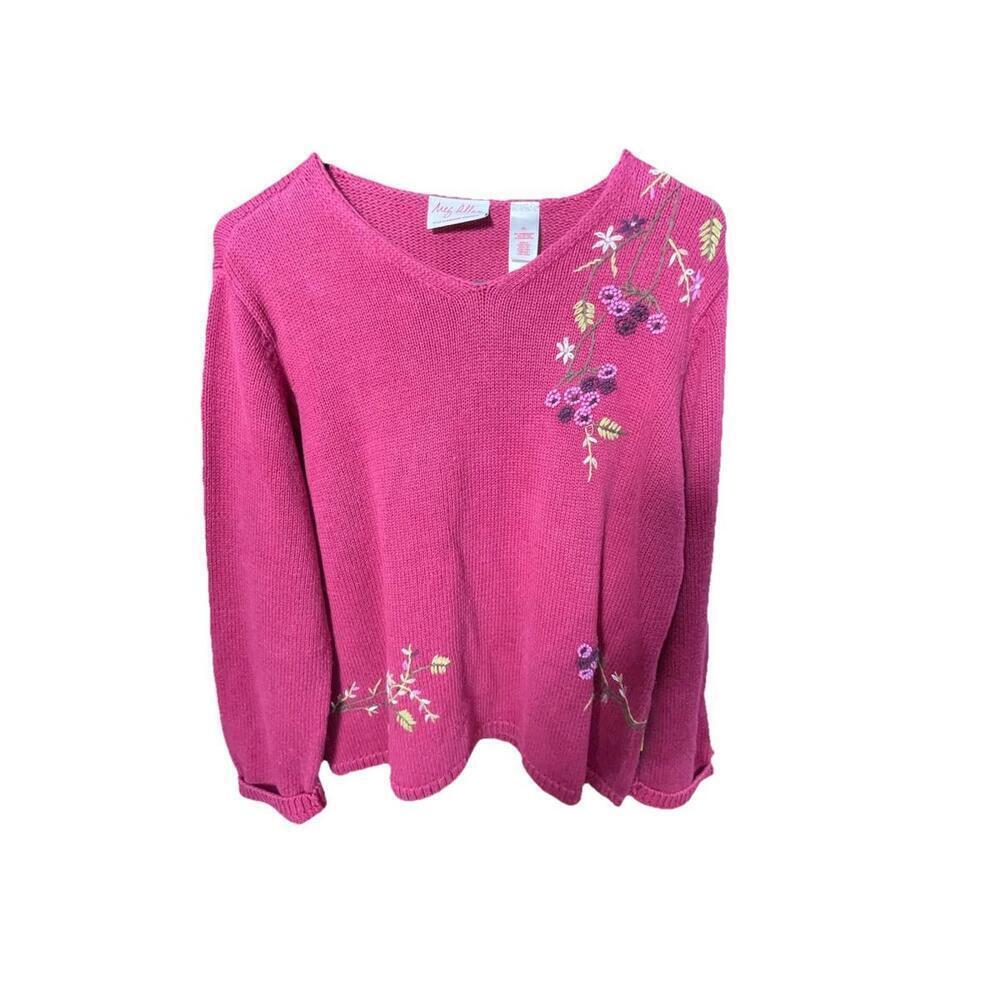 Vintage Meg Allen Liz Claiborne Co Women’s Embroidered Floral Sweater Sz XL
